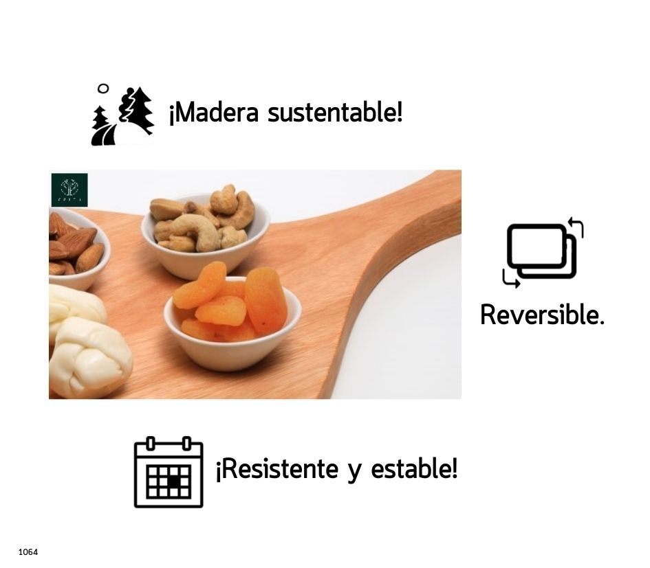 Tabla Olivo. Corte prepare y sirva. ¡Uso múltiple y reversible!